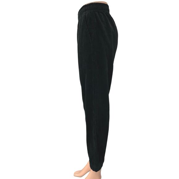 Uniqlo Black Corduroy Elastic Waist Pull On Straight Crop Ankle Trouser Pants XS - Picture 2 of 5